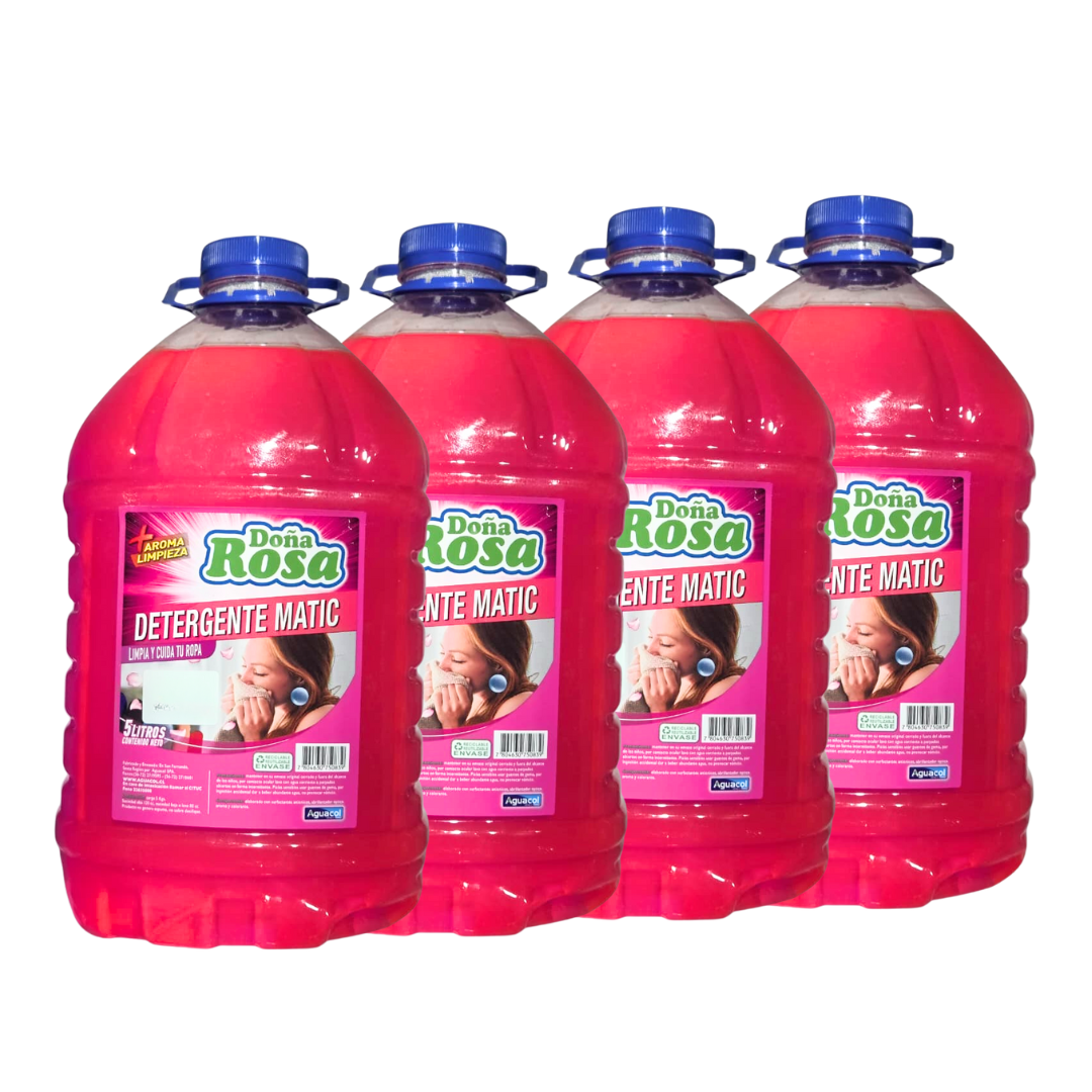 Detergente Liquido Doña Rosa 5lts Rosado (4 unidades)