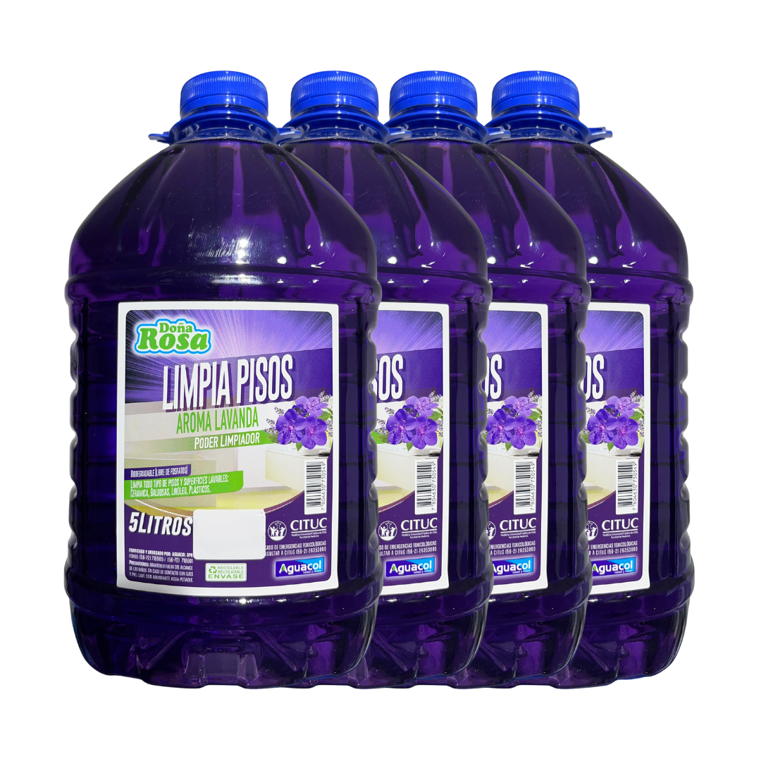 Limpia Pisos Aguacol Lavanda 5lts (4 Unidades)
