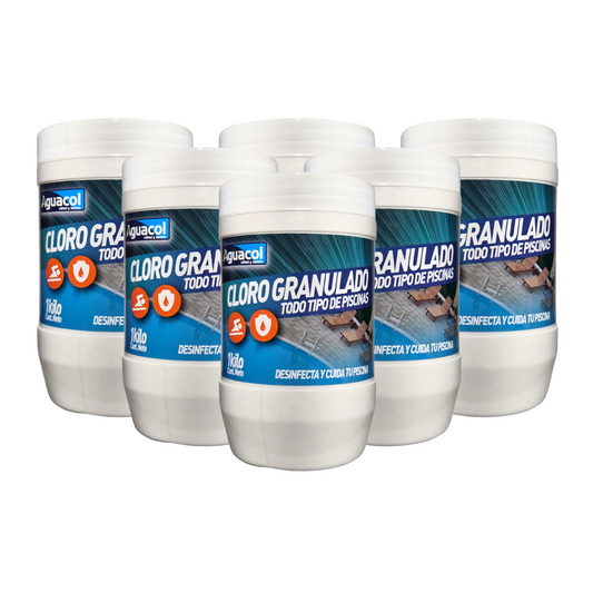 Cloro Granulado Piscina Aguacol 1kg (6 unidades)
