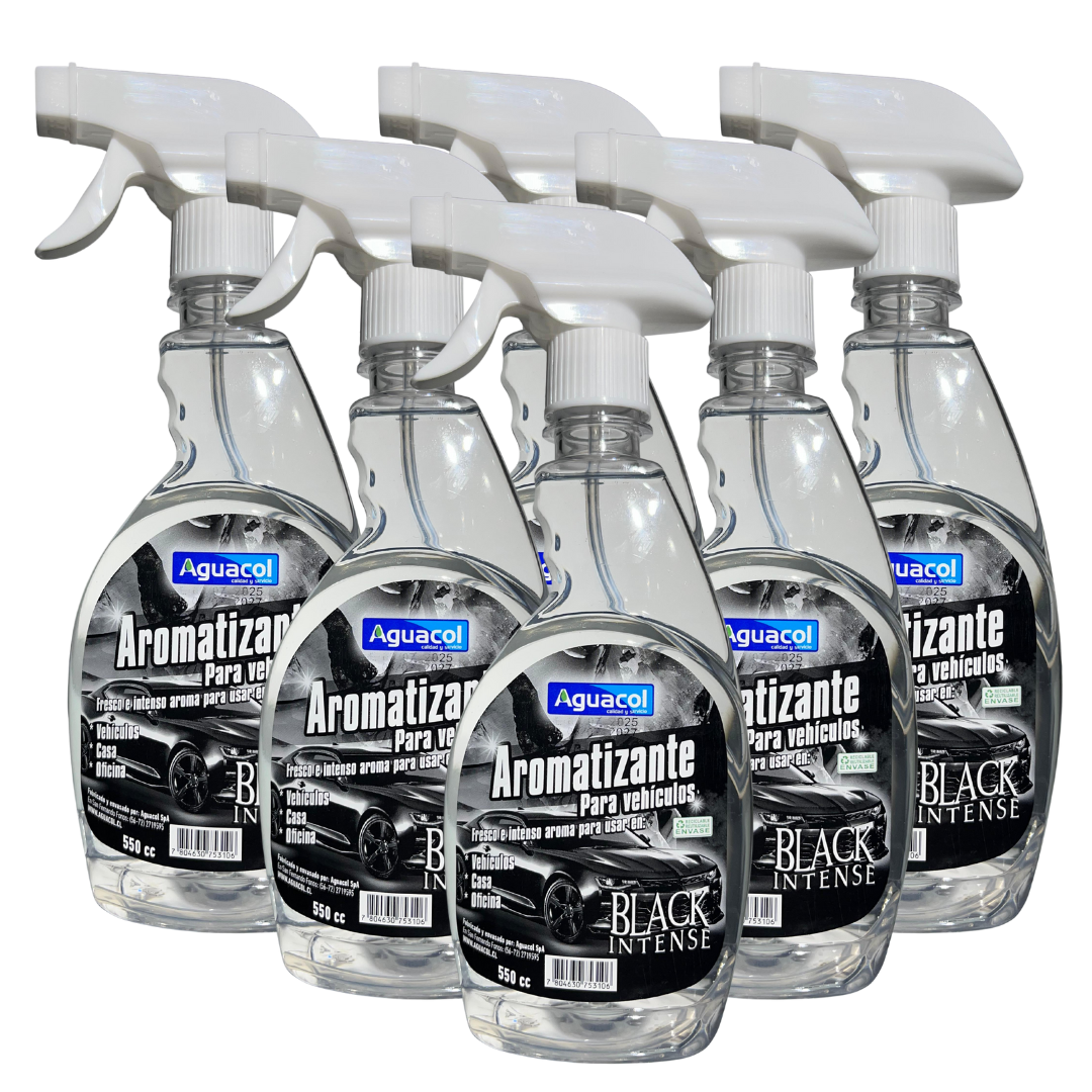 Aromatizante para Auto Aguacol Black Intense 500cc (6 Unidades)